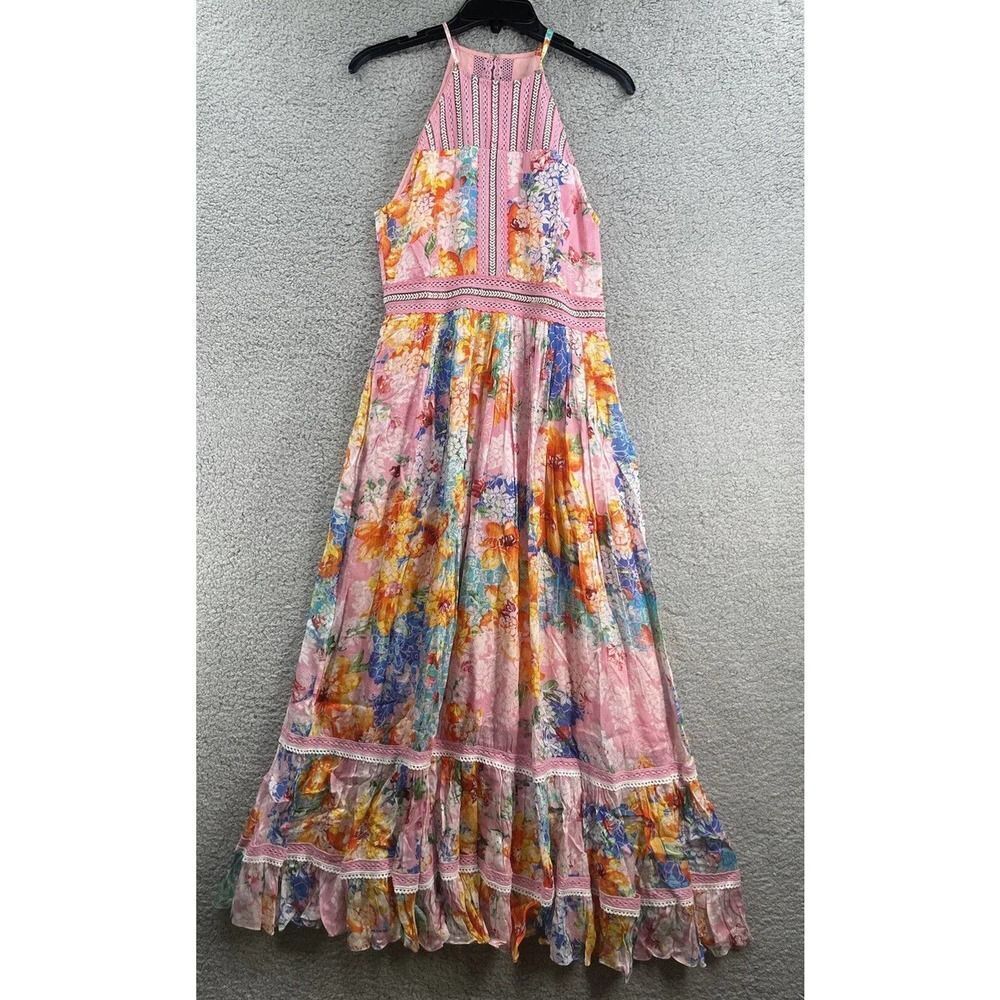 NWOT Anthropologie Yuko Halter Midi Dress Size 6 Floral Chiffon Flowy